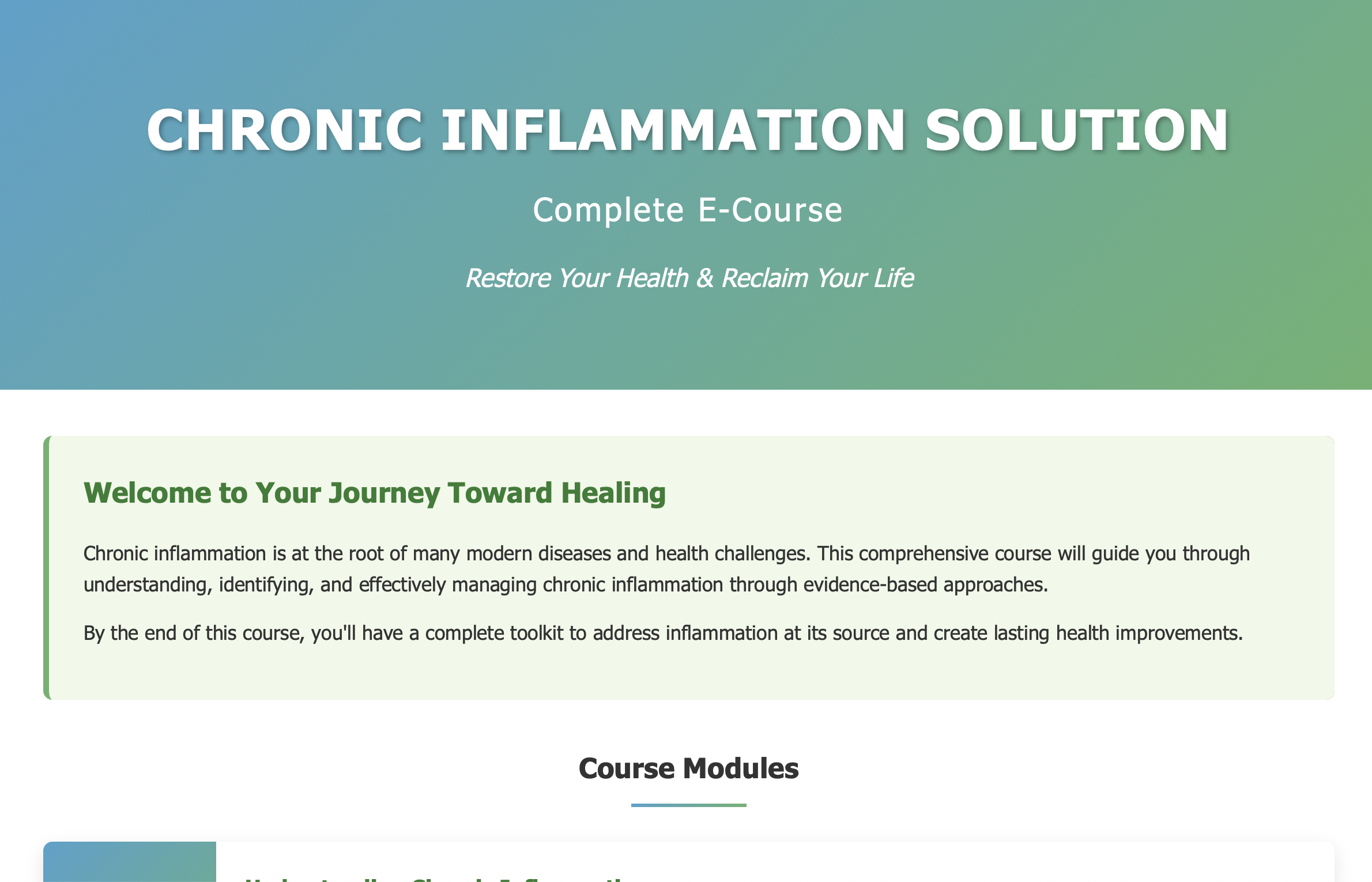 Chronic Inflammation Course